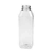 16 oz Clear PET Square Juice Bottle, 38MM-DBJ